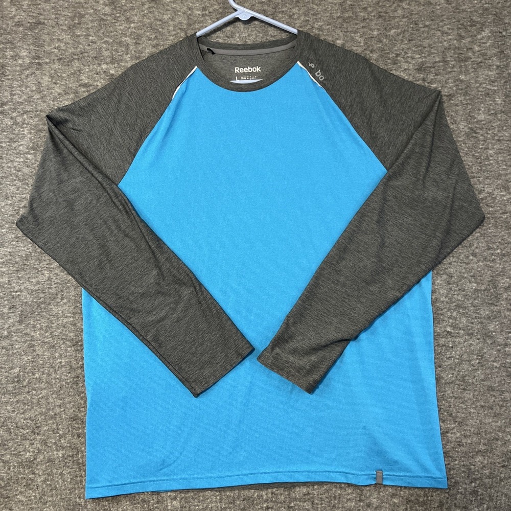 Reebok Shirt Mens Size Large Lightweight Activewear‎ Long Sleeve Blue Gray